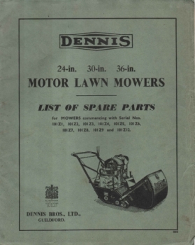 Dennis 24", 30" and 36" Motor Lawn Mowers - List Spares